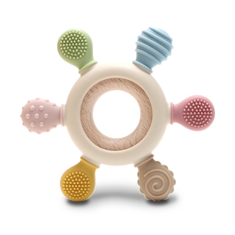 SILICONE + BEECH TEETHER RUDDER NATURAL BEIGE