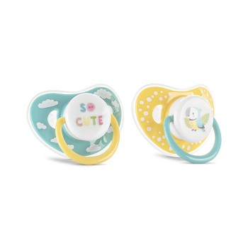 PACIFIER WITH COVER 2PCS. 6M+ YELLOW/BLUE
