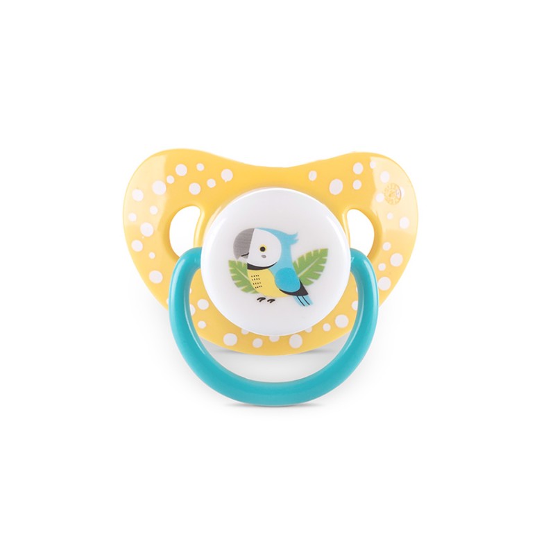 PACIFIER WITH COVER 2PCS. 6M+ YELLOW/BLUE