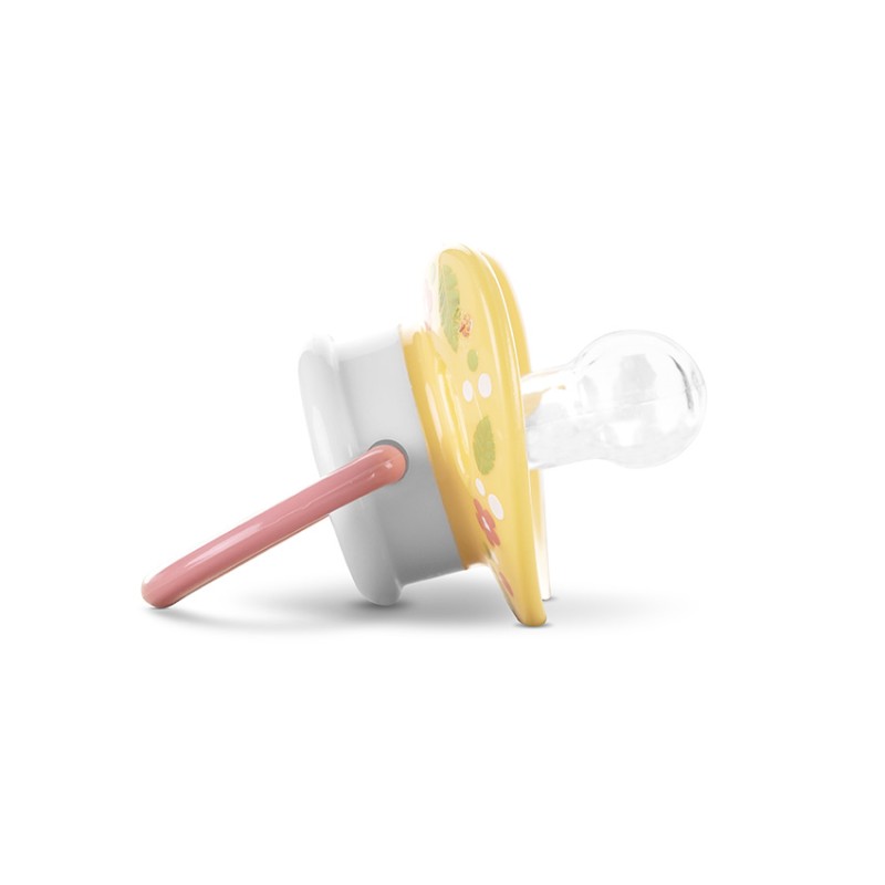 PACIFIER WITH COVER 2PCS. 6M+ YELLOW/PINK