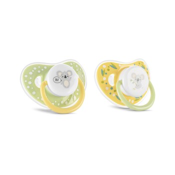 PACIFIER WITH COVER 2PCS. 6M+ YELLOW/GREEN