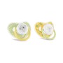 PACIFIER WITH COVER 2PCS. 6M+ YELLOW/GREEN