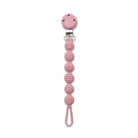SILICONE PACIFIER HOLDER NATURAL DEEP PINK SILICONE PACIFIER HOLDER NATURAL DEEP PINK