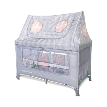 BABY COT SWEET HOME 2 LAYERS WITH ROOF GREY