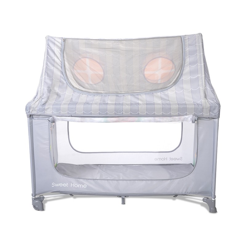 BABY COT SWEET HOME 2 LAYERS WITH ROOF GREY