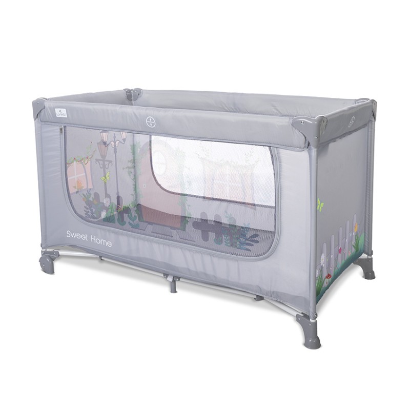 BABY COT SWEET HOME 2 LAYERS WITH ROOF GREY