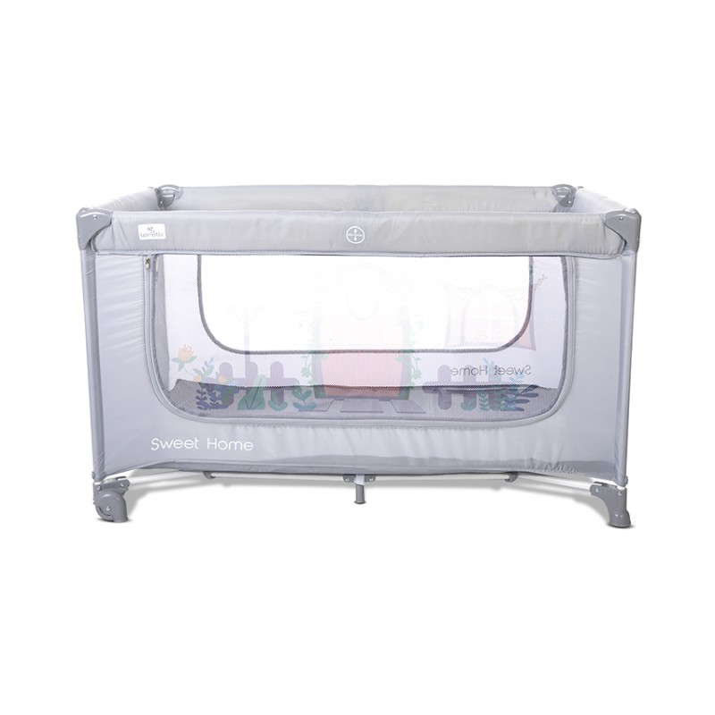 BABY COT SWEET HOME 2 LAYERS WITH ROOF GREY
