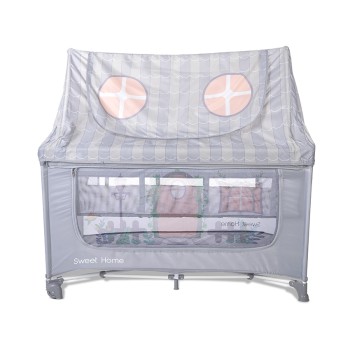 BABY COT SWEET HOME 2 LAYERS WITH ROOF GREY