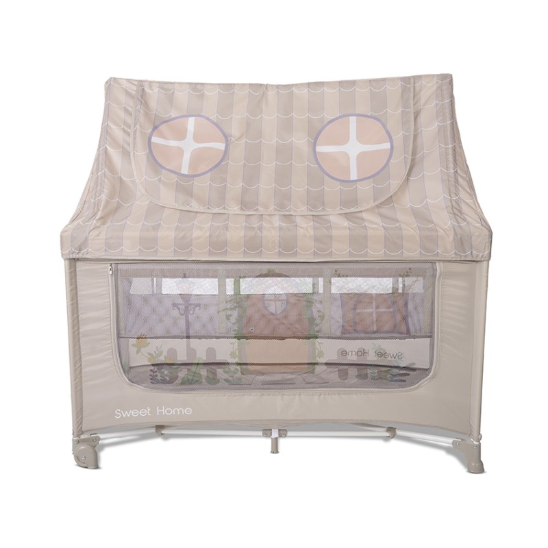 BABY COT SWEET HOME 2 LAYERS WITH ROOF BEIGE