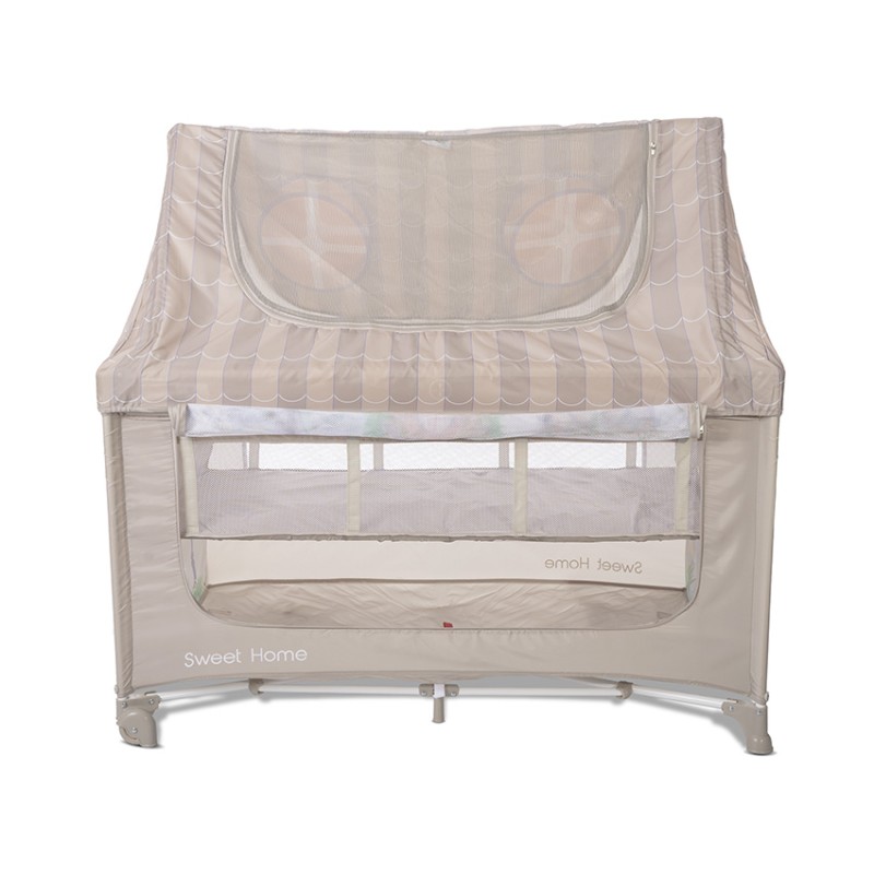 BABY COT SWEET HOME 2 LAYERS WITH ROOF BEIGE