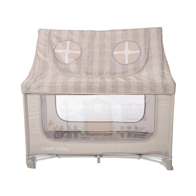 BABY COT SWEET HOME 2 LAYERS WITH ROOF BEIGE