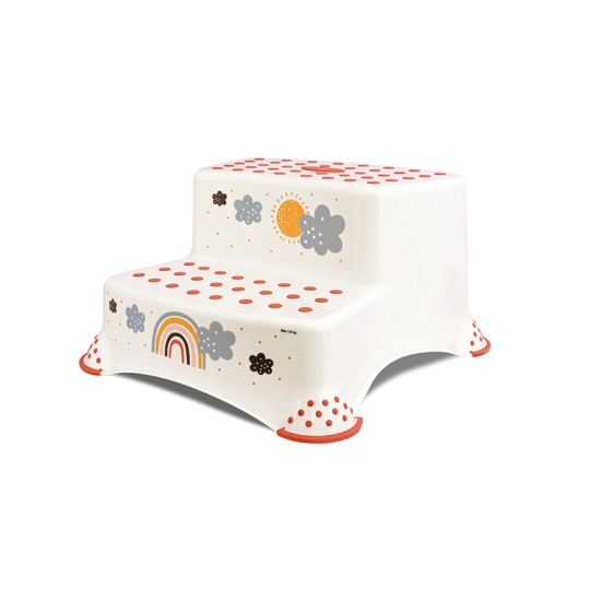 DOUBLE STEP STOOL RAINBOW WHITE NEW DOUBLE STEP STOOL RAINBOW WHITE NEW