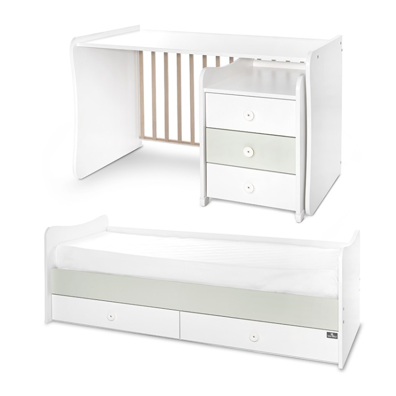 BED MAXI PLUS NEW 70/160 WHITE/MILKY GREEN