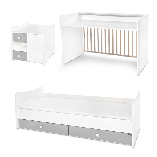 BED MINI MAX NEW 190/72 COLOUR WHITE/STONE GREY BED MINI MAX NEW 190/72 COLOUR WHITE/STONE GREY