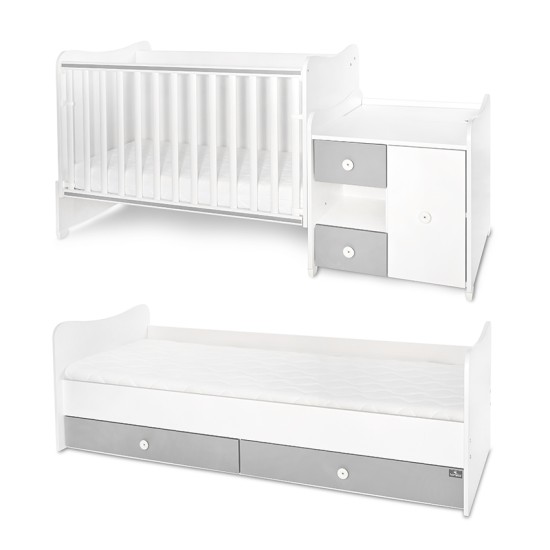 BED MINI MAX NEW 190/72 COLOUR WHITE/STONE GREY BED MINI MAX NEW 190/72 COLOUR WHITE/STONE GREY