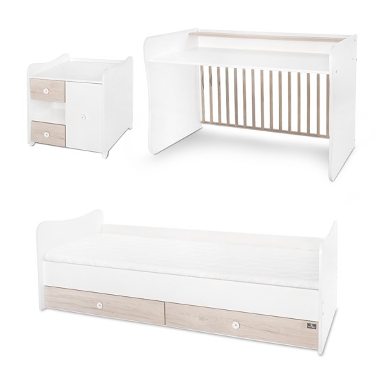 BED MINI MAX 190/72 COLOUR WHITE/LIGHT OAK  NEW