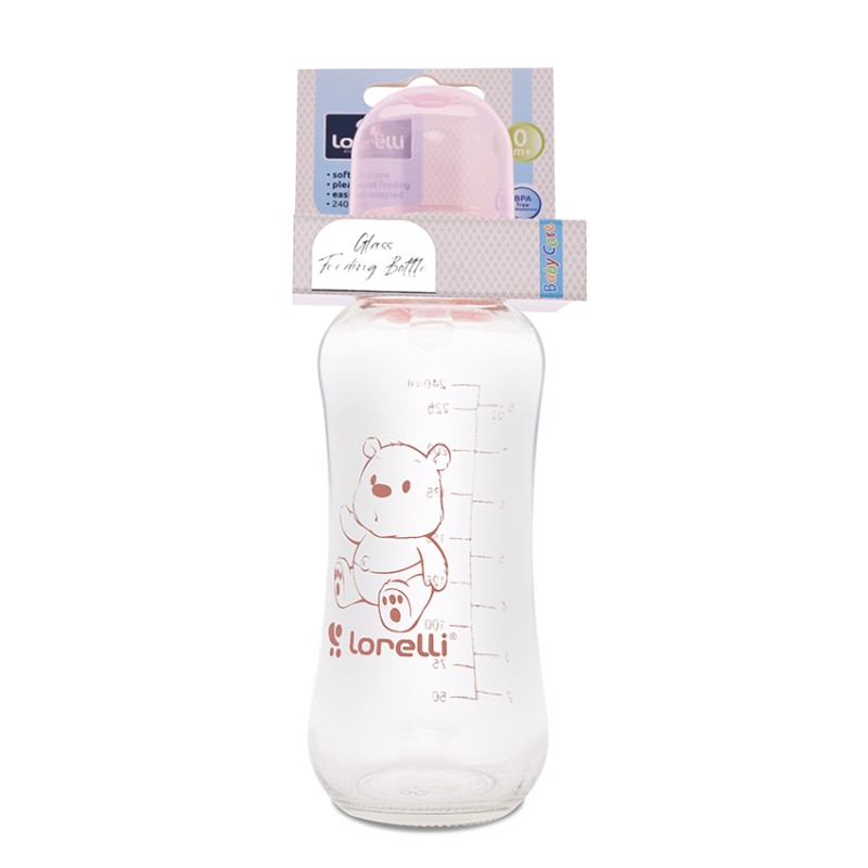 GLASS FEEDING BOTTLE 240 ML BLUSH PINK