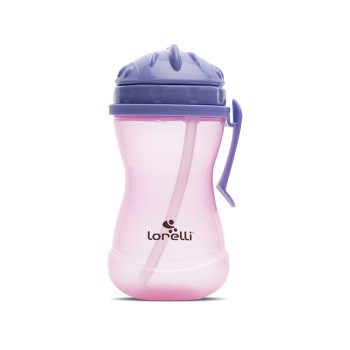 SPORT BOTTLE  WITH HANDLE PURPLE/PINK and straw