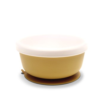 SILICONE VACUUM BOWL WITH LID NATURAL YELLOW LOREL