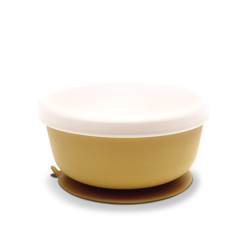 SILICONE VACUUM BOWL WITH LID NATURAL YELLOW LOREL