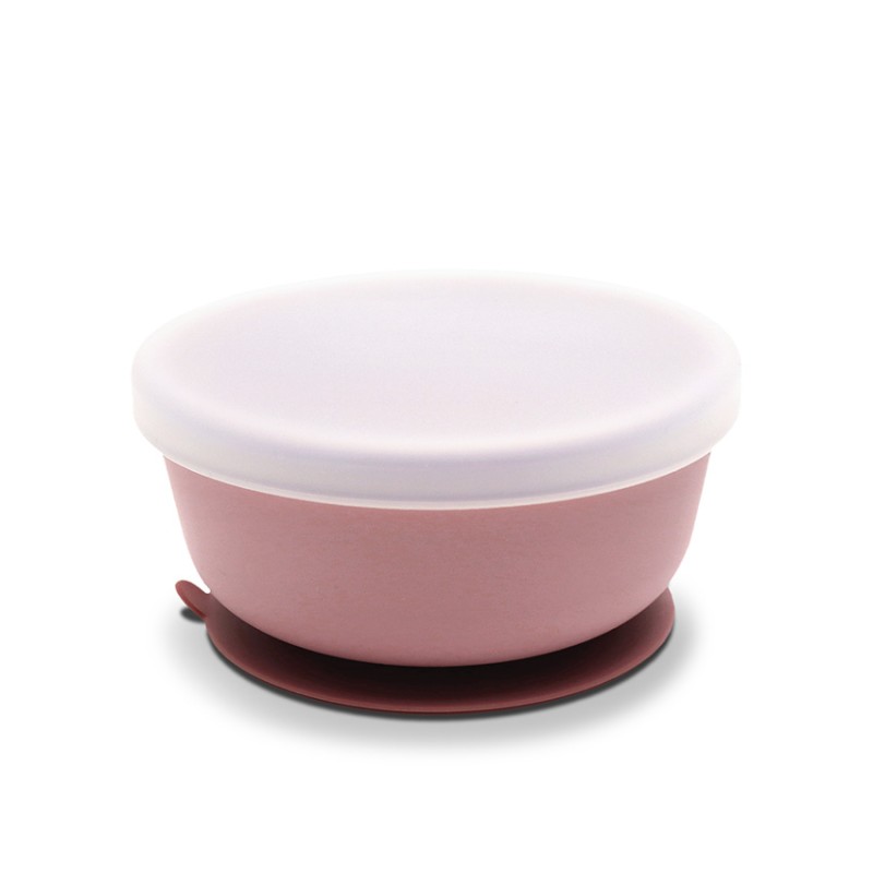 SILICONE VACUUM BOWL WITH LID NATURAL DEEP PINK LO
