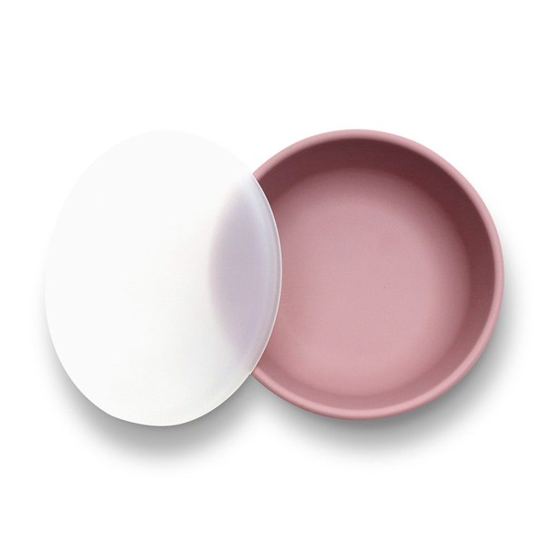 SILICONE VACUUM BOWL WITH LID NATURAL DEEP PINK LO