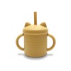 SILICONE CUP WITH HANDLES+STRAW NATURAL YELLOW