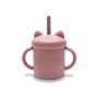 SILICONE CUP WITH HANDLES+STRAW NATURAL DEEP PINK