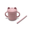SILICONE CUP WITH HANDLES+STRAW NATURAL DEEP PINK