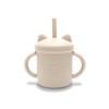 SILICONE CUP WITH HANDLES+STRAW NATURAL BEIGE