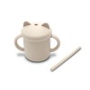 SILICONE CUP WITH HANDLES+STRAW NATURAL BEIGE