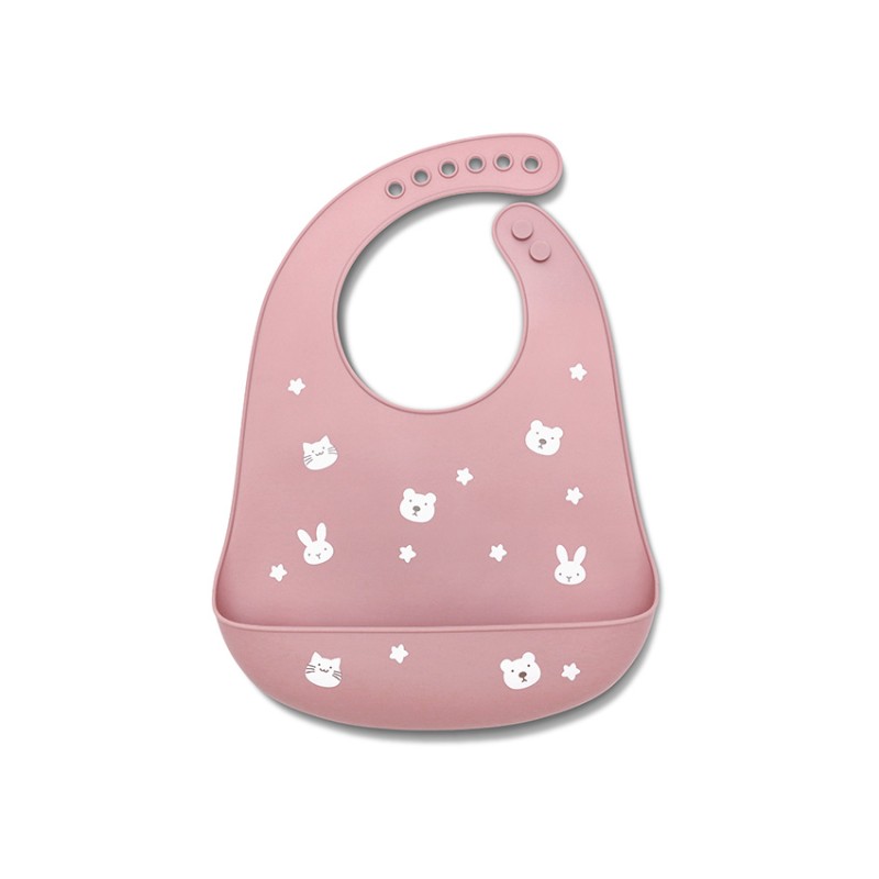 SILICONE BIB NATURAL DEEP PINK