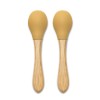 SILICONE SPOONS + BAMBOO 2PCS NATURAL YELLOW