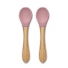 SILICONE SPOONS + BAMBOO 2PCS NATURAL DEEP PINK