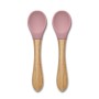 SILICONE SPOONS + BAMBOO 2PCS NATURAL DEEP PINK