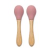 SILICONE SPOONS + BAMBOO 2PCS NATURAL DEEP PINK