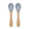 SILICONE SPOONS + BAMBOO 2PCS NATURAL GREY