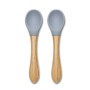 SILICONE SPOONS + BAMBOO 2PCS NATURAL GREY