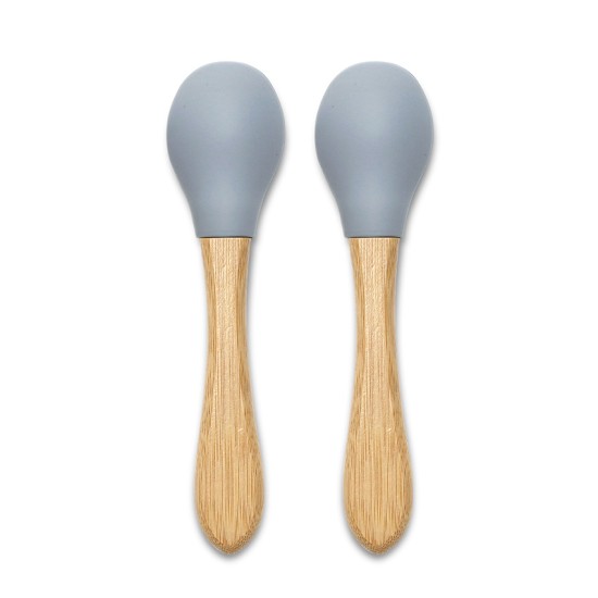 SILICONE SPOONS + BAMBOO 2PCS NATURAL GREY SILICONE SPOONS + BAMBOO 2PCS NATURAL GREY