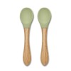 SILICONE SPOONS + BAMBOO 2PCS NATURAL FRESH GREEN