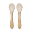 SILICONE SPOONS + BAMBOO 2PCS NATURAL BEIGE