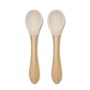 SILICONE SPOONS + BAMBOO 2PCS NATURAL BEIGE