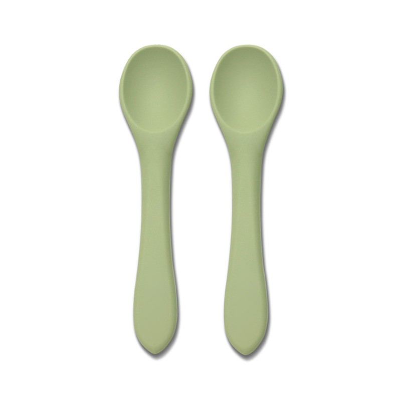 SILICONE SPOONS 2PCS NATURAL FRESH GREEN