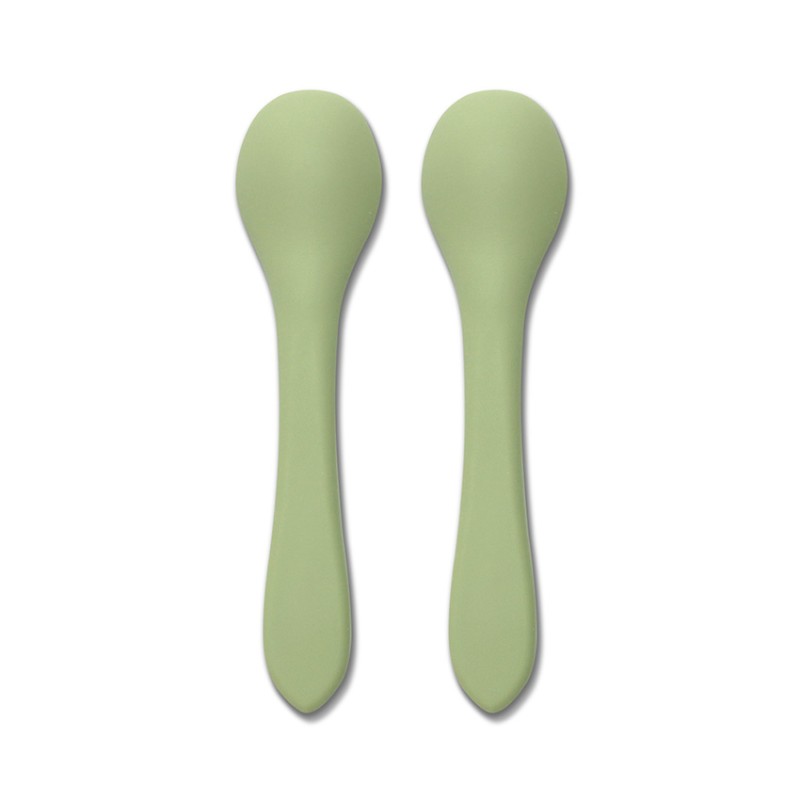 SILICONE SPOONS 2PCS NATURAL FRESH GREEN