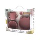 SILICONE FEEDING SET 4PCS NATURAL DEEP PINK SILICONE FEEDING SET 4PCS NATURAL DEEP PINK