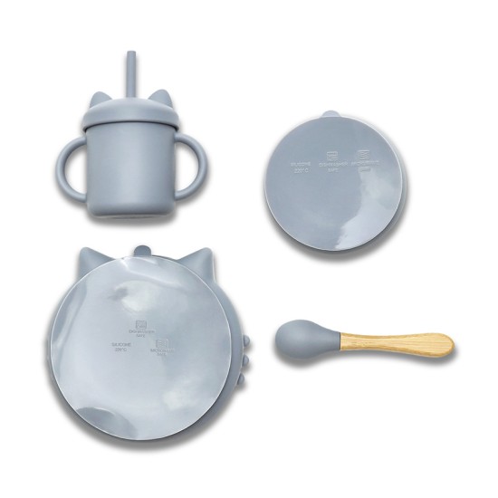 SILICONE FEEDING SET 4PCS NATURAL GREY SILICONE FEEDING SET 4PCS NATURAL GREY