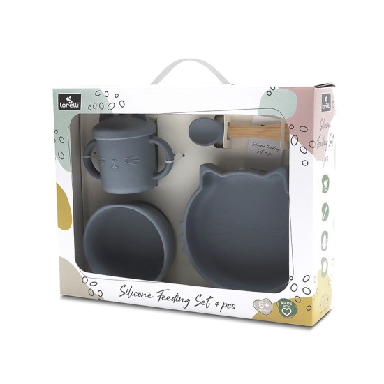 SILICONE FEEDING SET 4PCS NATURAL GREY SILICONE FEEDING SET 4PCS NATURAL GREY
