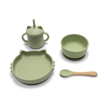 SILICONE FEEDING SET 4PCS NATURAL FRESH GREEN