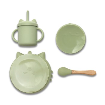 SILICONE FEEDING SET 4PCS NATURAL FRESH GREEN