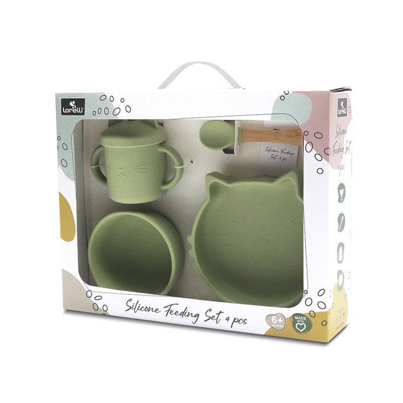 SILICONE FEEDING SET 4PCS NATURAL FRESH GREEN